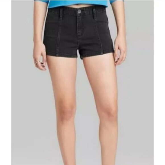 NWT Wild Fable Super High Rise Jean Shorts Black - Picture 1 of 3
